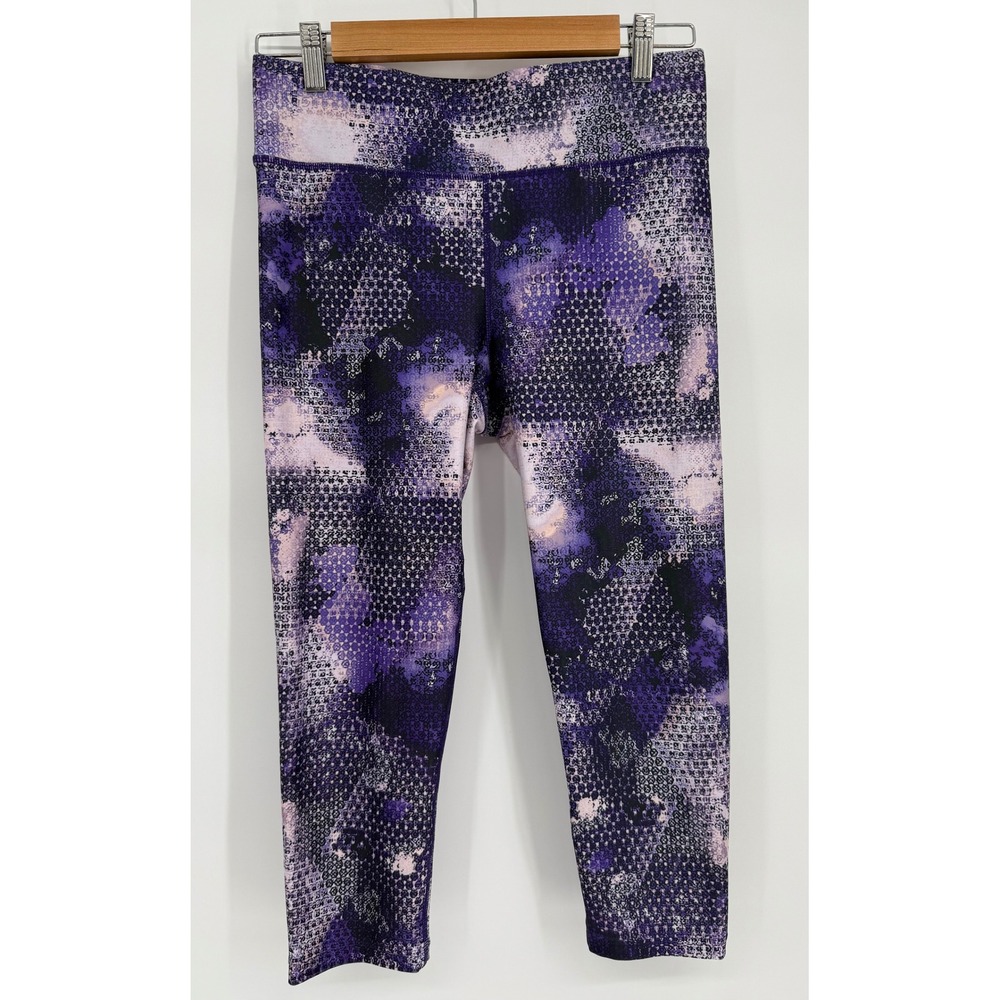 Moret Ultra Womens Purple Abstract Digital Print Capri Leggings Sz‎ M 8-10